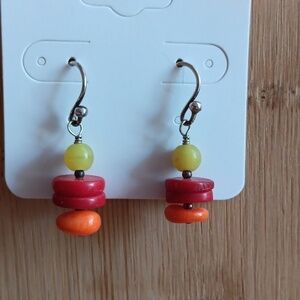 Silver Tone Beaded Hook Earrings